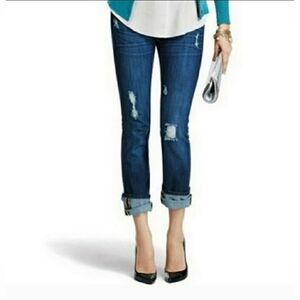 Cabi Blue Distressed Slim Boyfriend Jeans